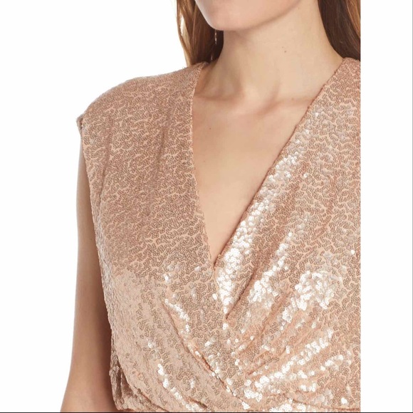 Tadashi Shoji Surplice Sequin Dress - Picture 5 of 15